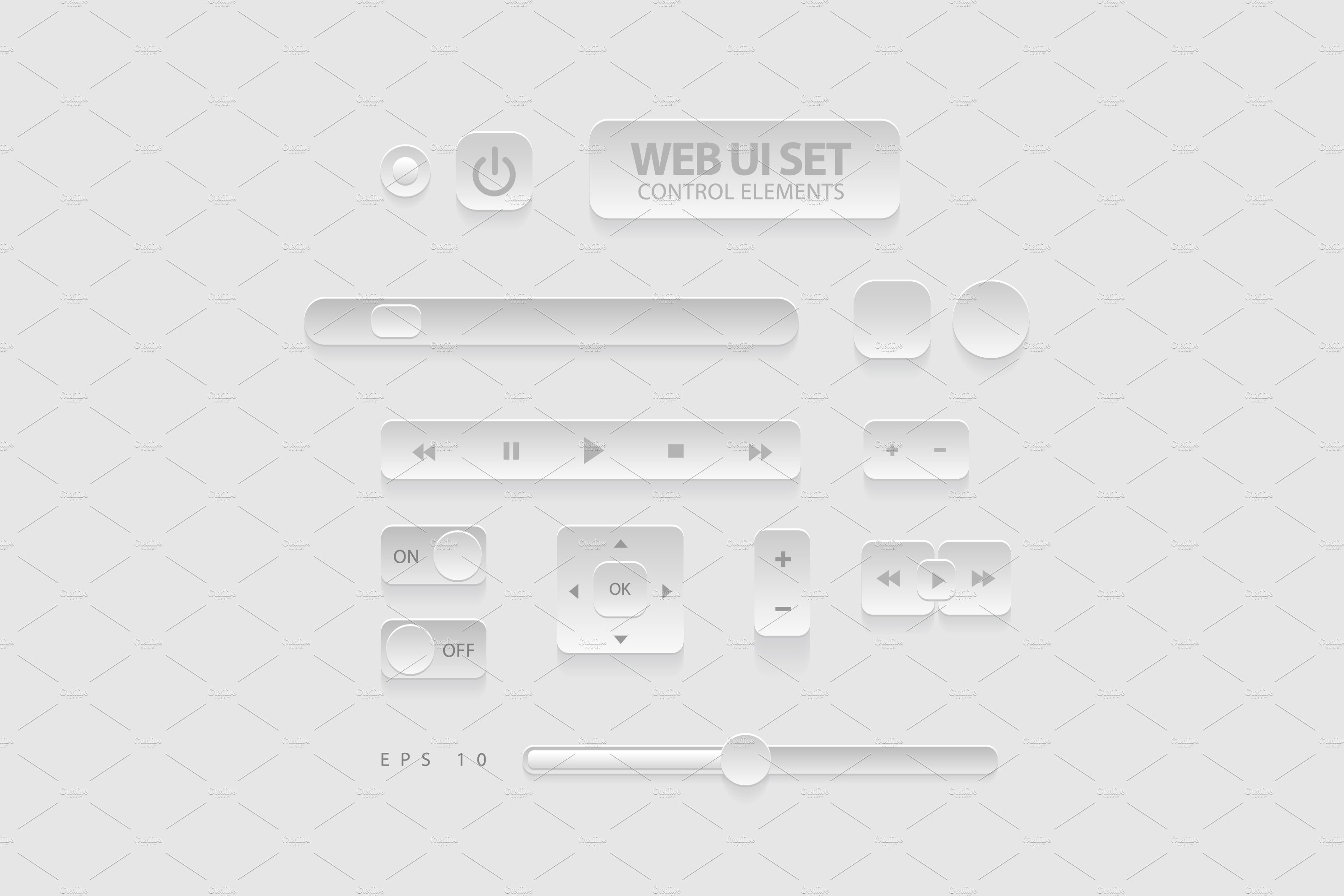 Light Web UI Elements. Buttons cover image.