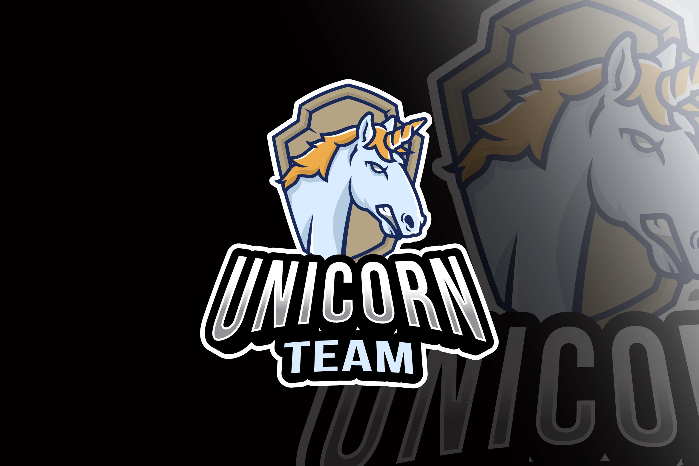 Unicorn Team Esport Logo Template cover image.