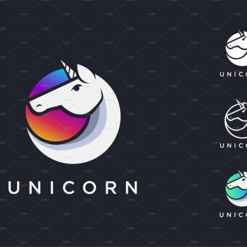 Set of Modern Unicorn Logo vector cover image.