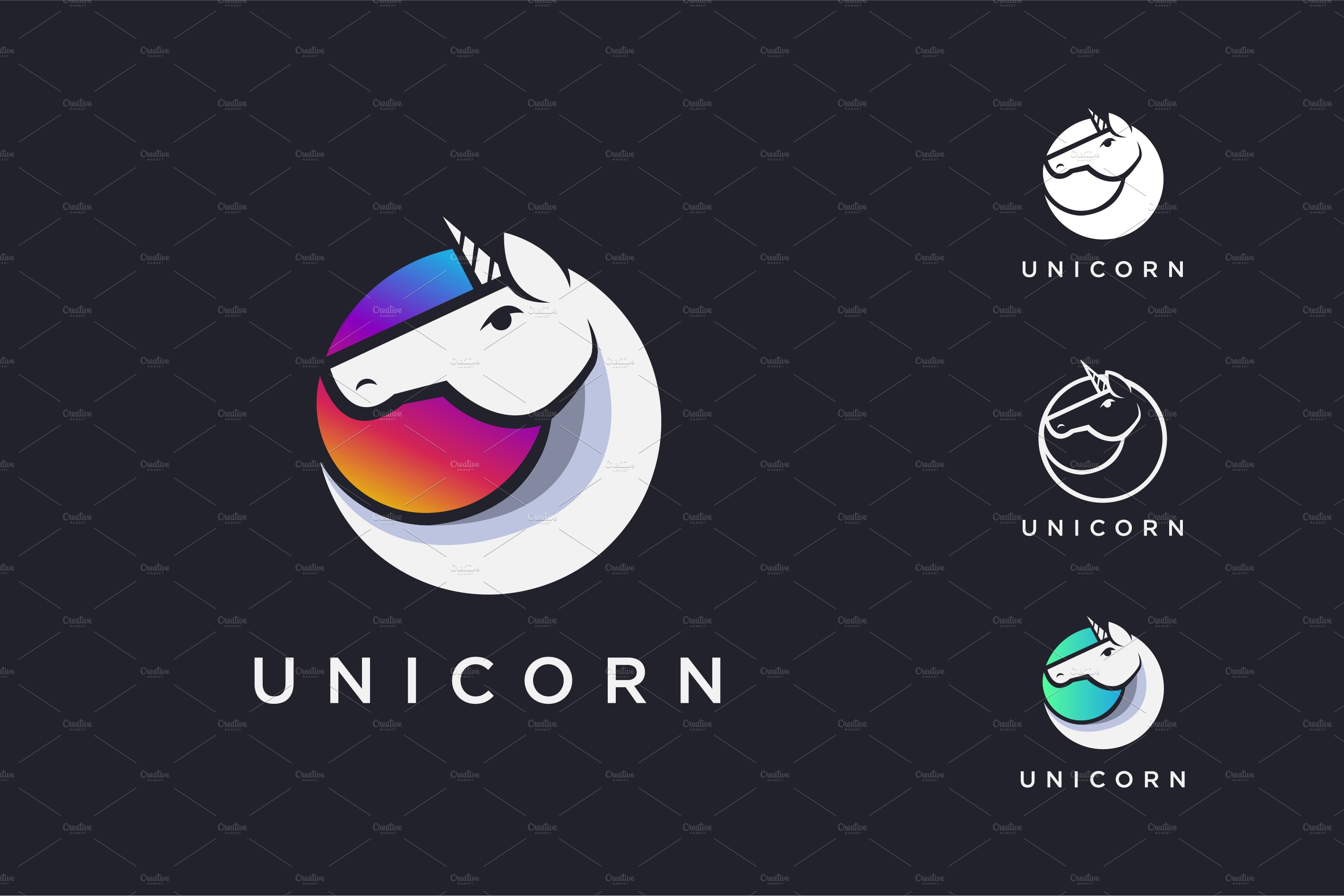 Set of Modern Unicorn Logo vector cover image.