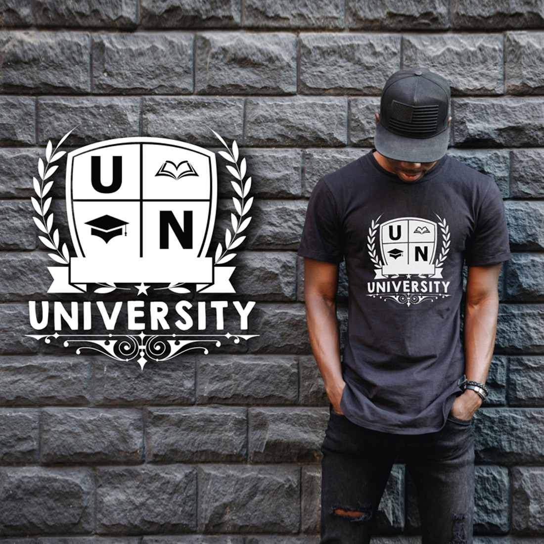 University Logo T-shirt Design preview image.