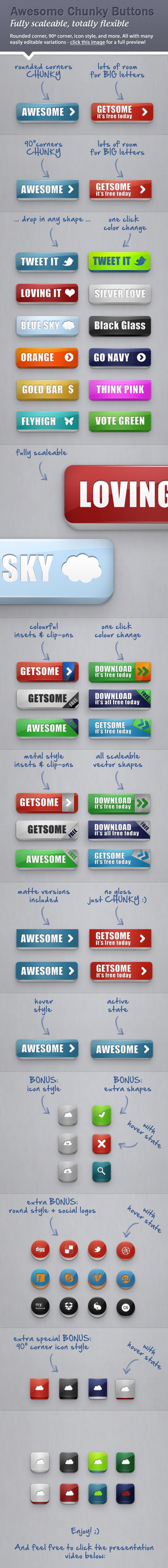 Awesome chunky web buttons preview image.