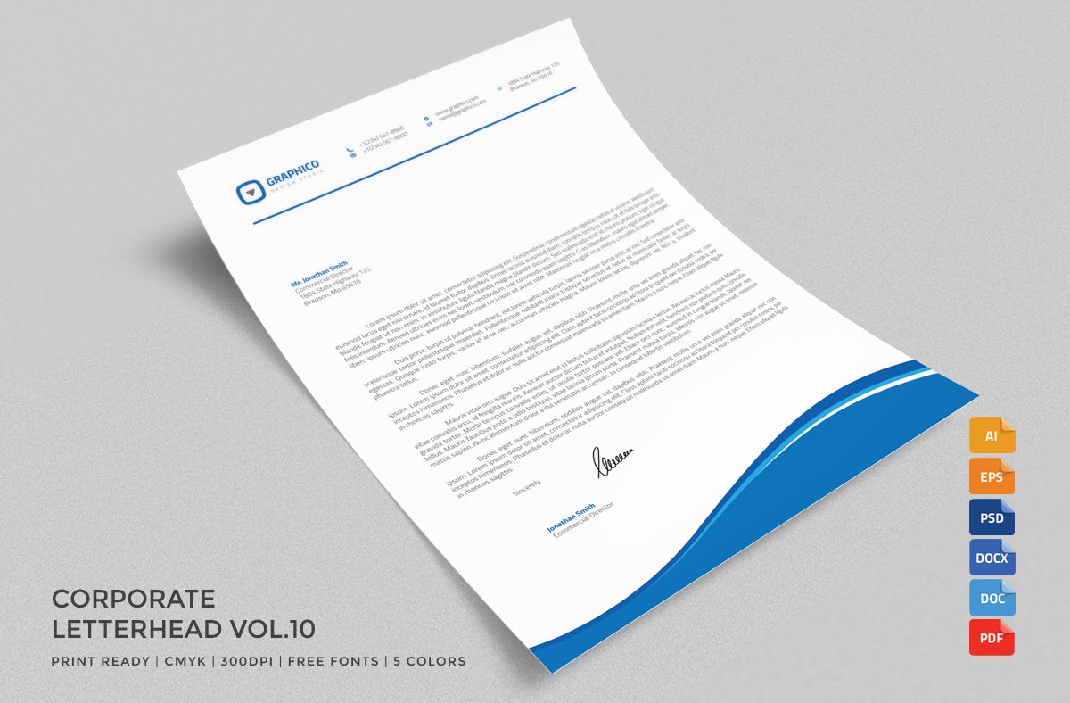 Corporate Letterhead 10 with MS Word cover image.