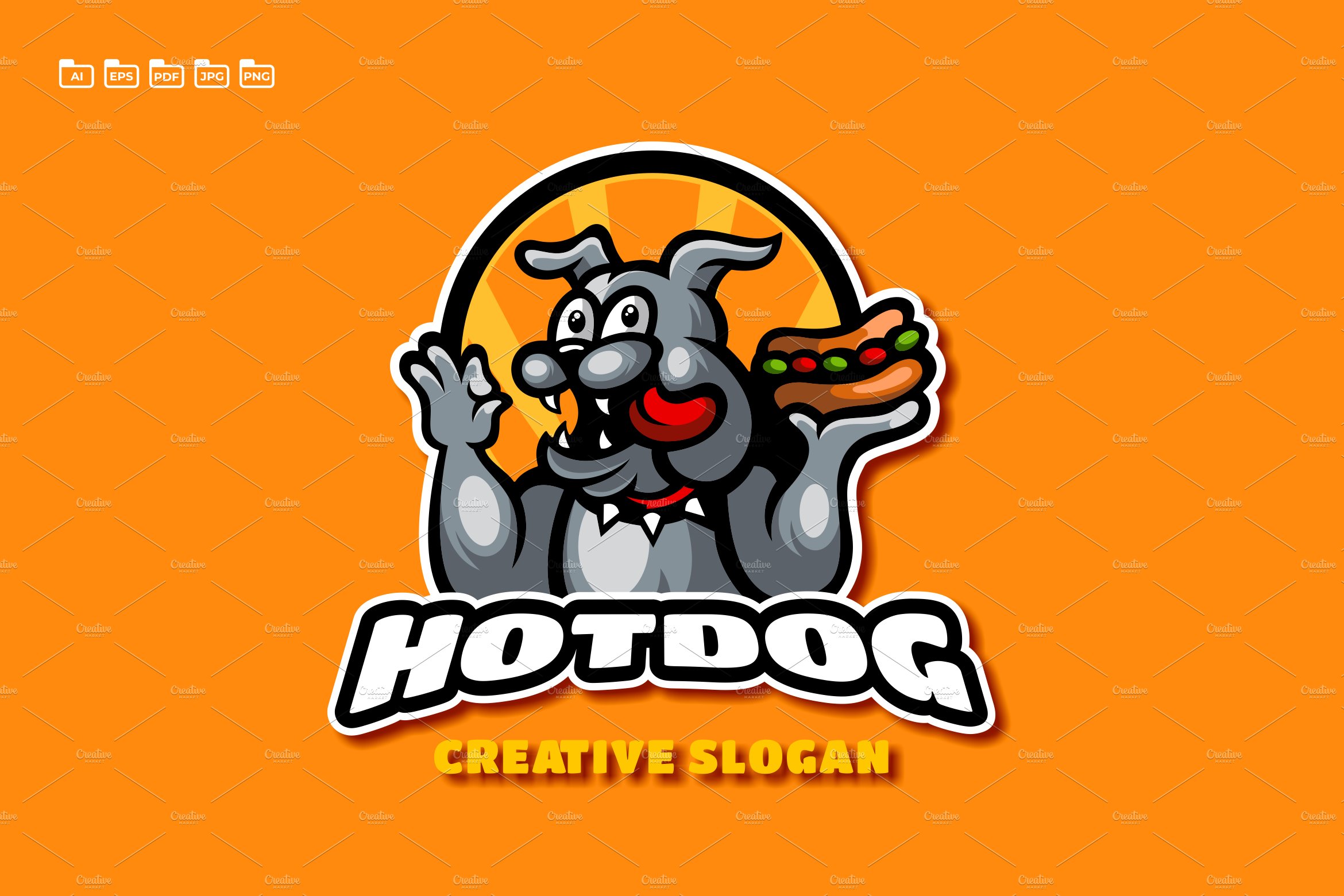 Bulldog Cartoon Logo Template cover image.