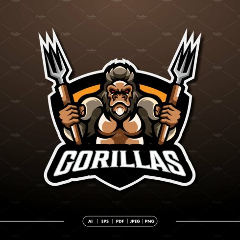 Gorilla Mascot Sport Logo template cover image.