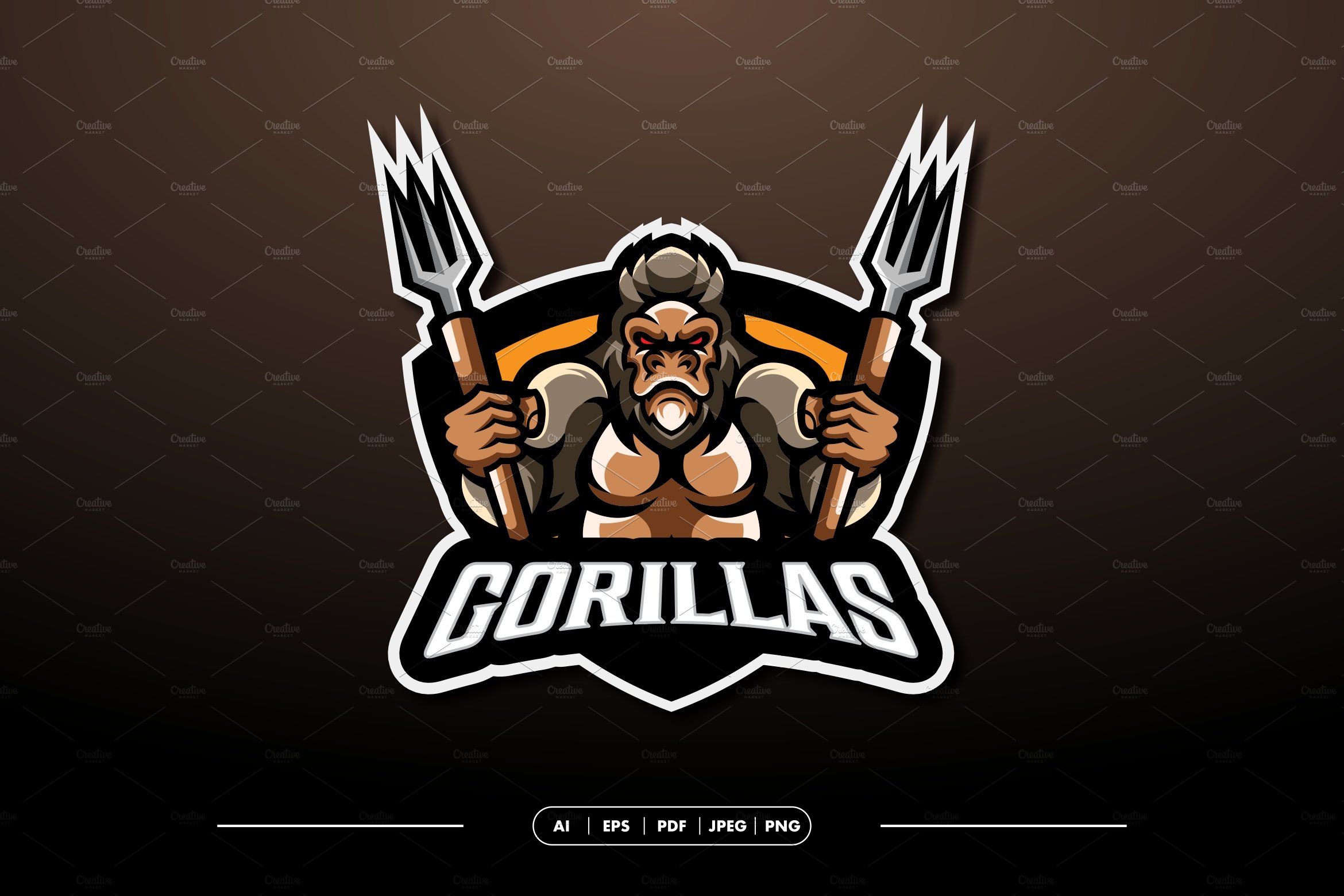 Gorilla Mascot Sport Logo template cover image.