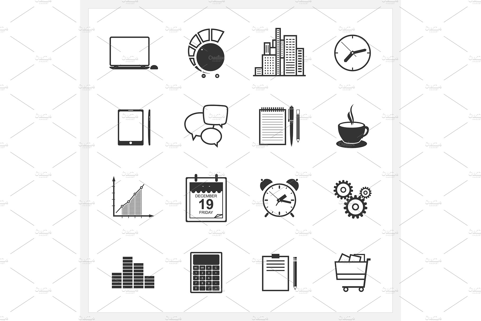 Icons set of web design objects cover image.