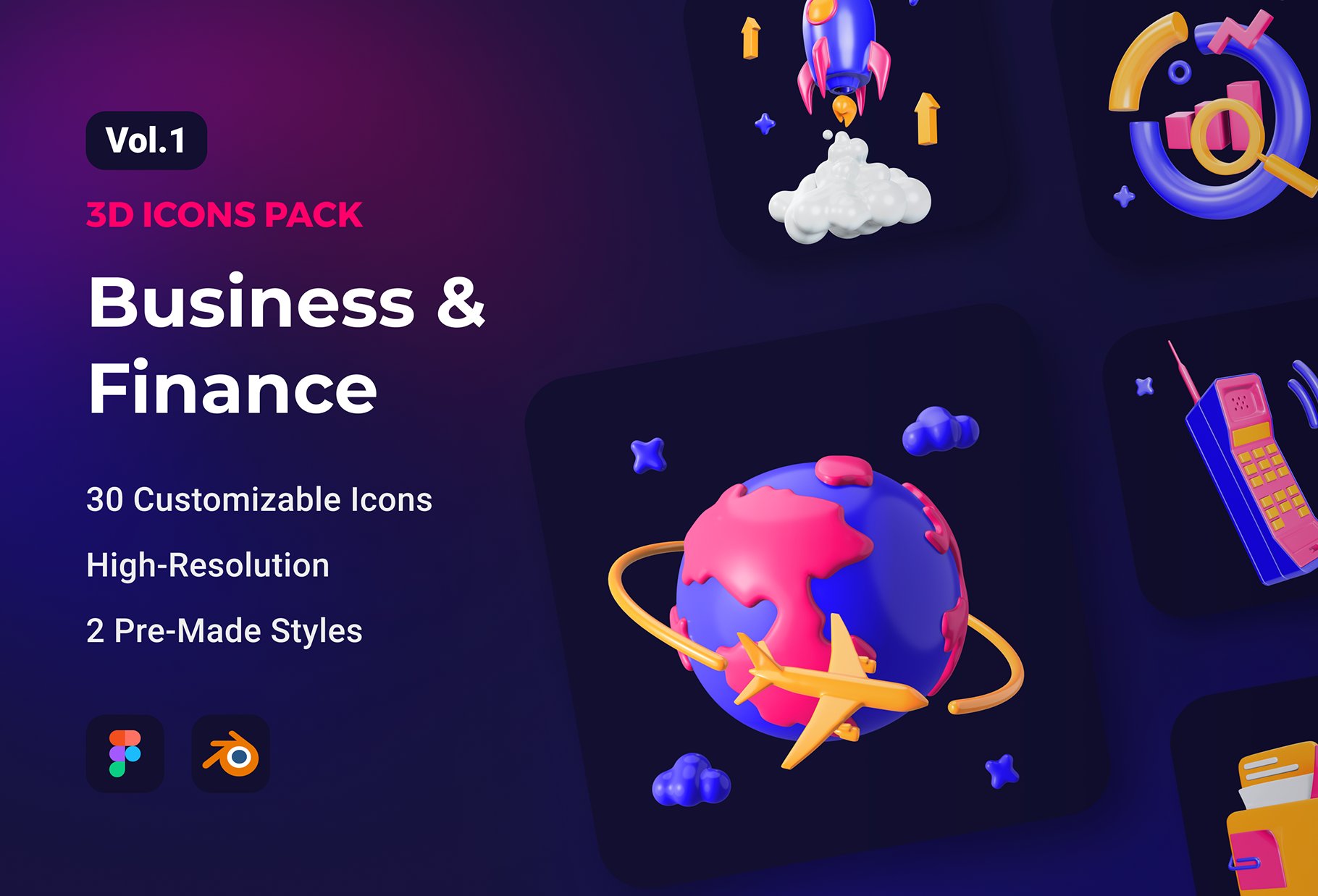 Business & Finance 3D Icons Pack cover image.