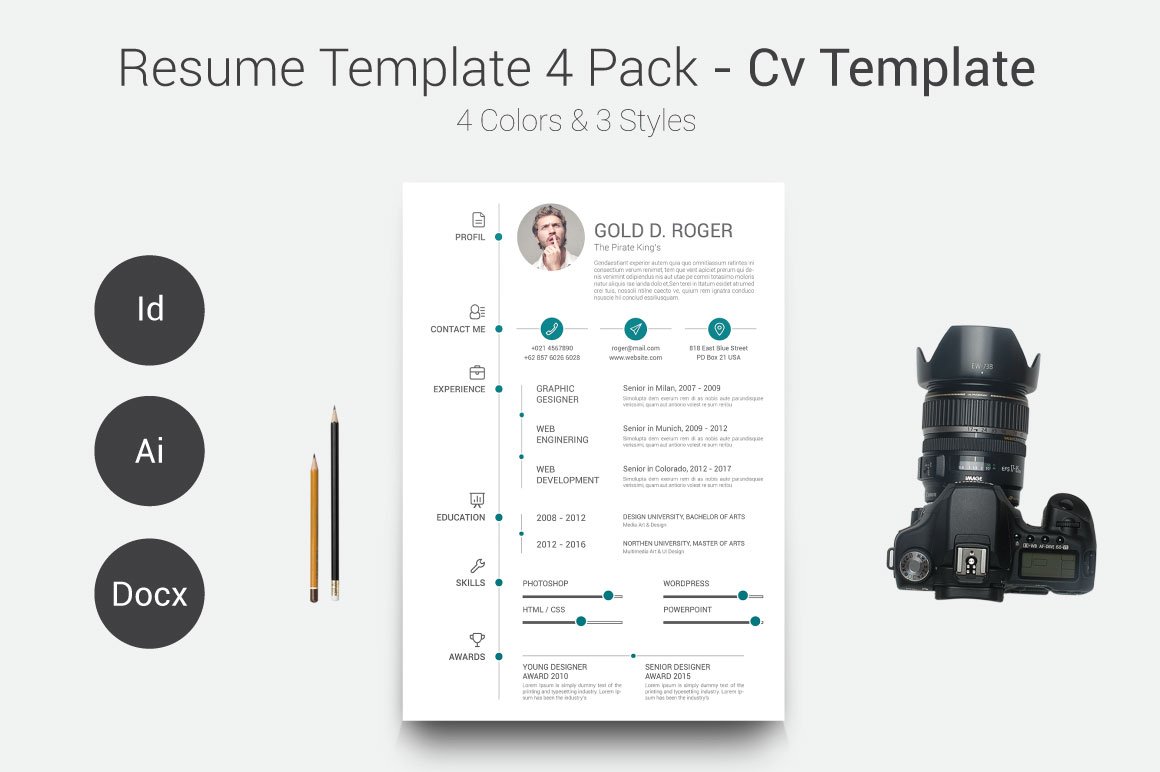 Resume/CV Template 4 Pack cover image.