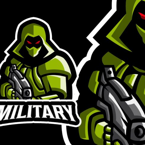 Green Military Mascot Esport Logo cover image.