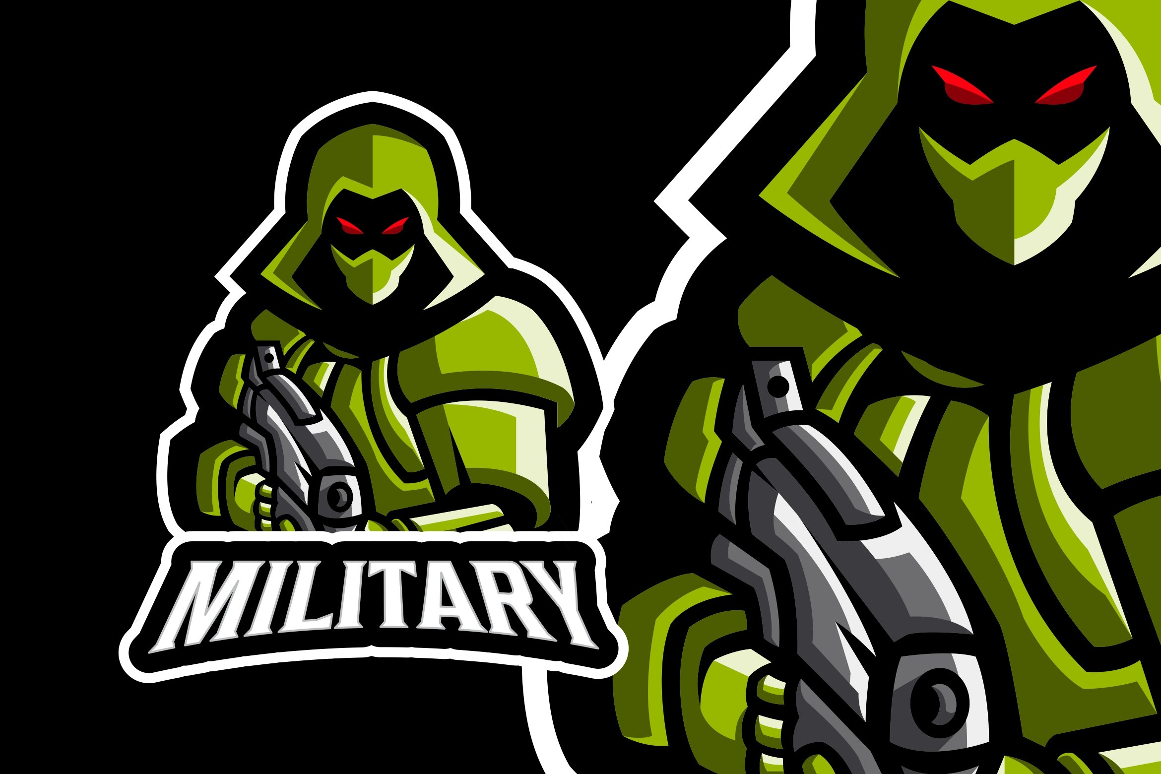 Green Military Mascot Esport Logo cover image.