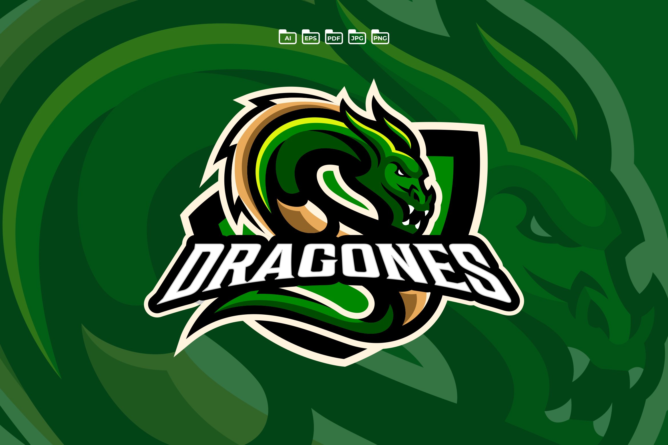 Awesome Dragon Logo Template cover image.