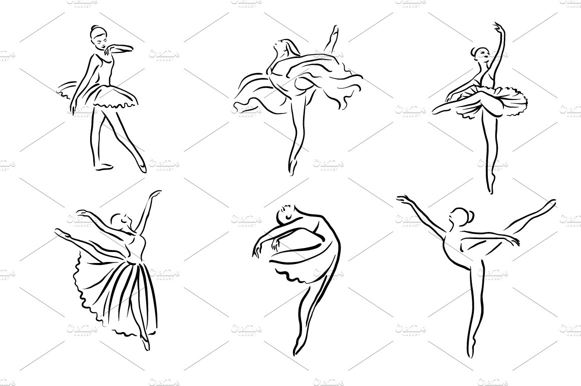 Ballerina illustration. Ballet logo preview image.