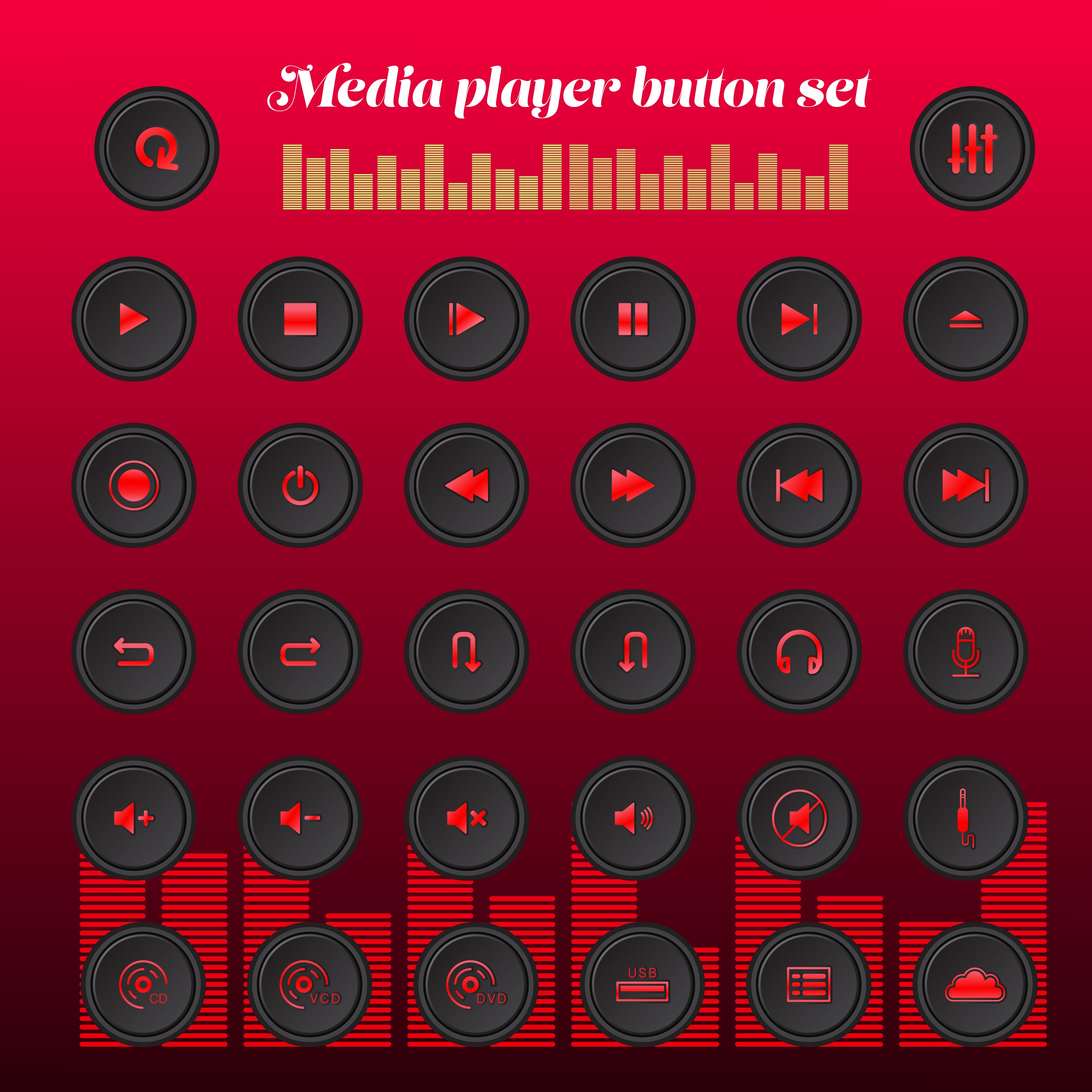 music play button set cover image.