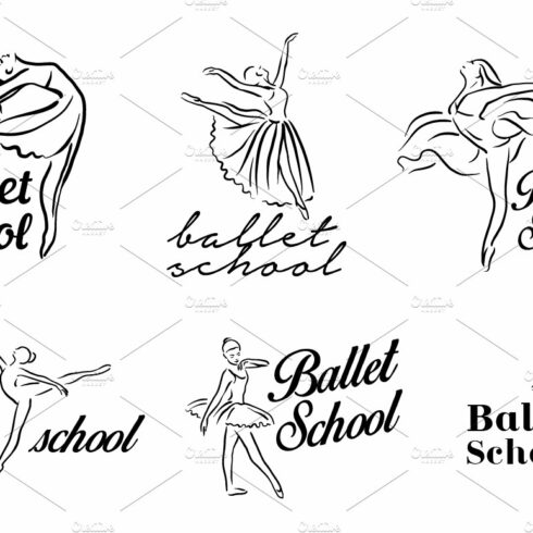 Ballerina illustration. Ballet logo cover image.