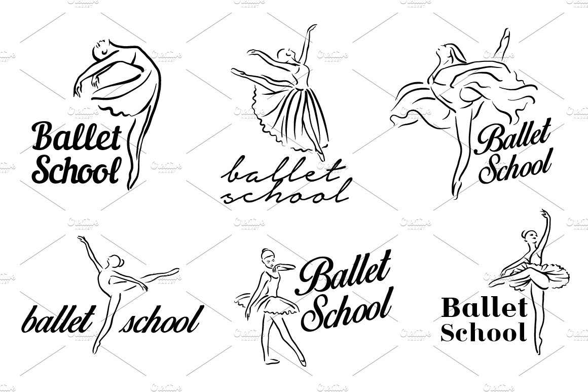 Ballerina illustration. Ballet logo cover image.