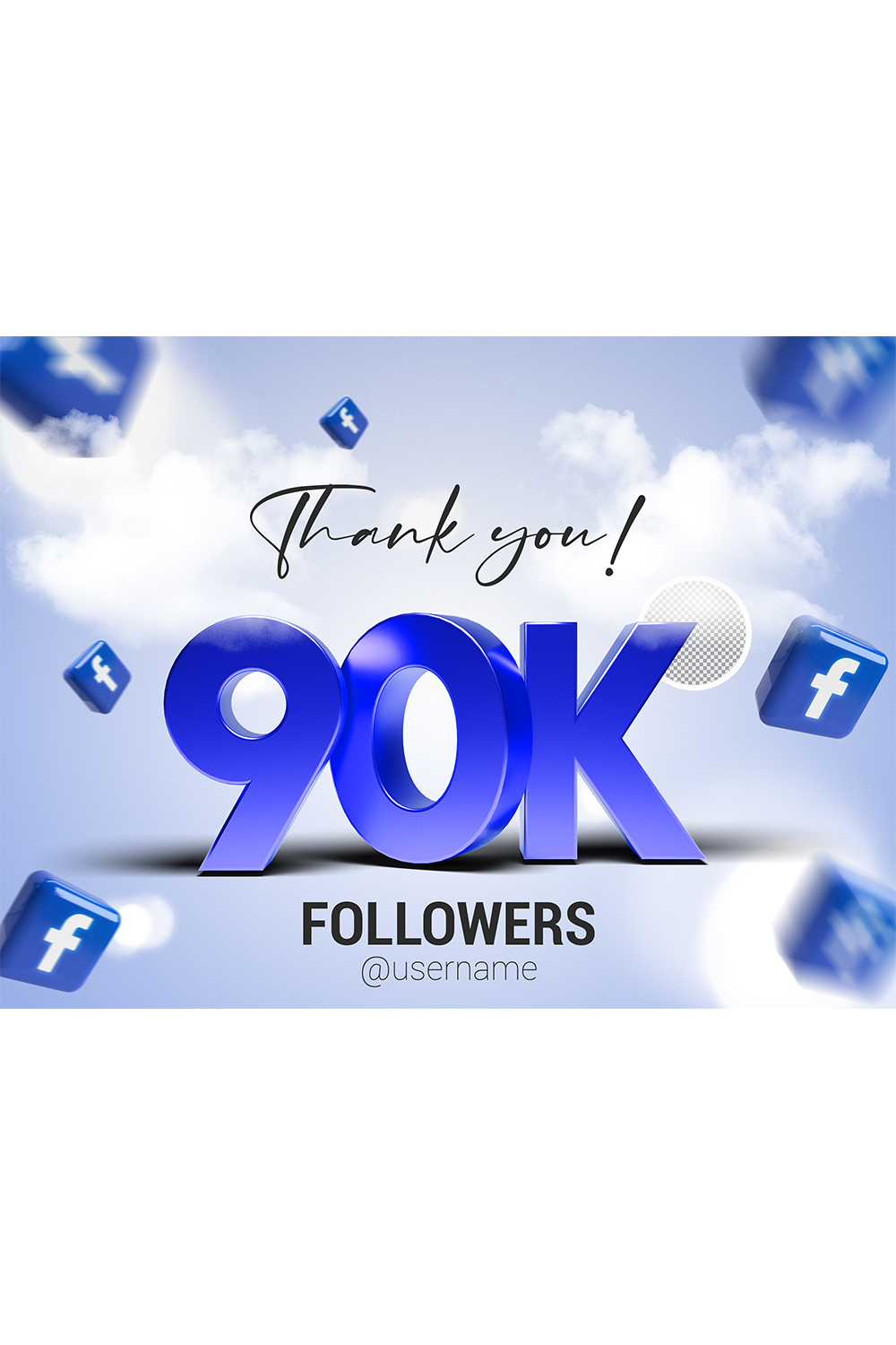 90K Followers In Facebook PSD pinterest preview image.