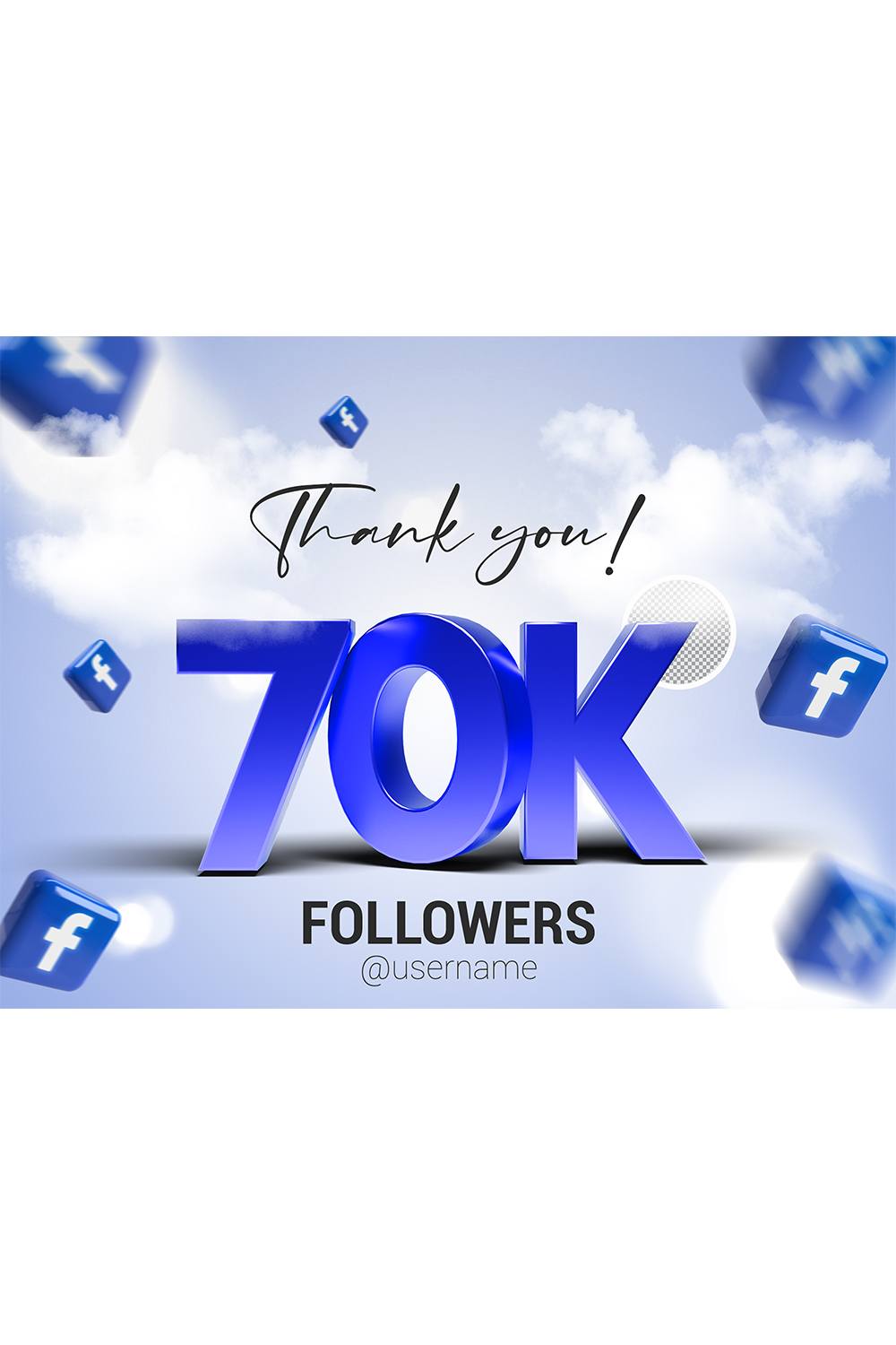 70K Followers In Facebook PSD pinterest preview image.