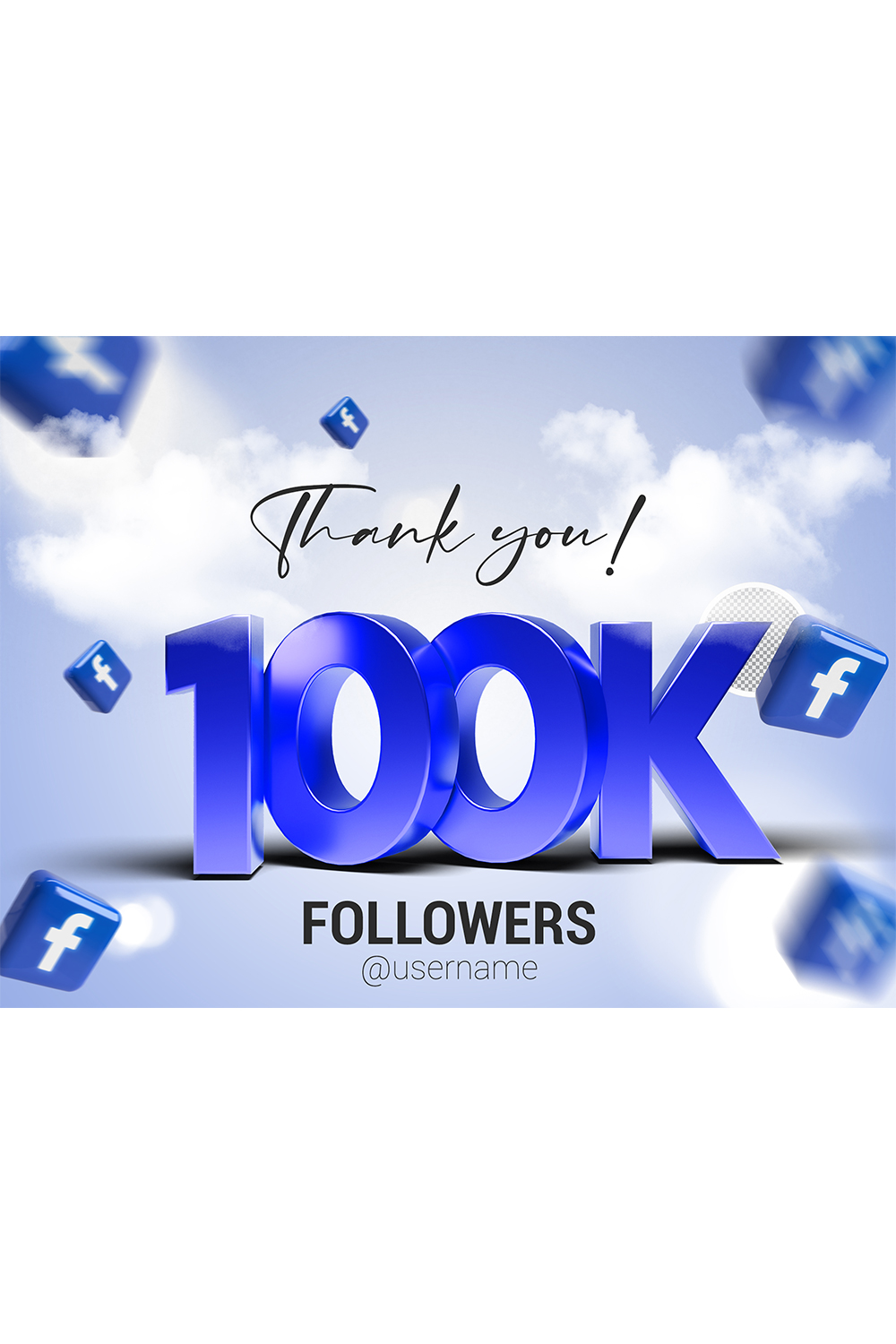 100K Followers In Facebook PSD pinterest preview image.