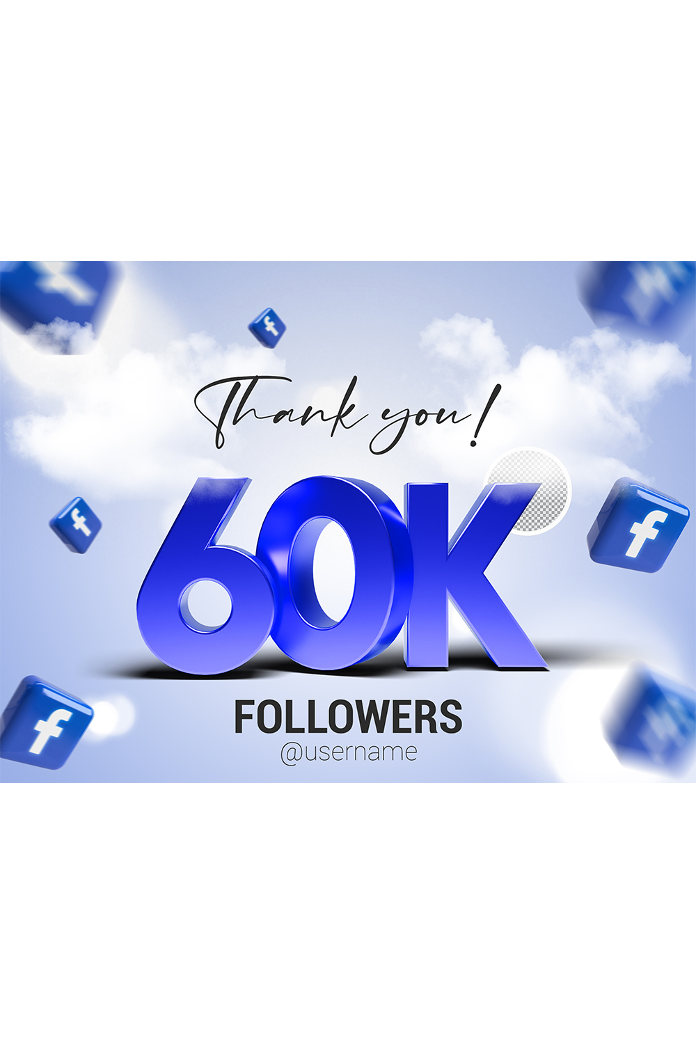 60K Followers In Facebook PSD pinterest preview image.