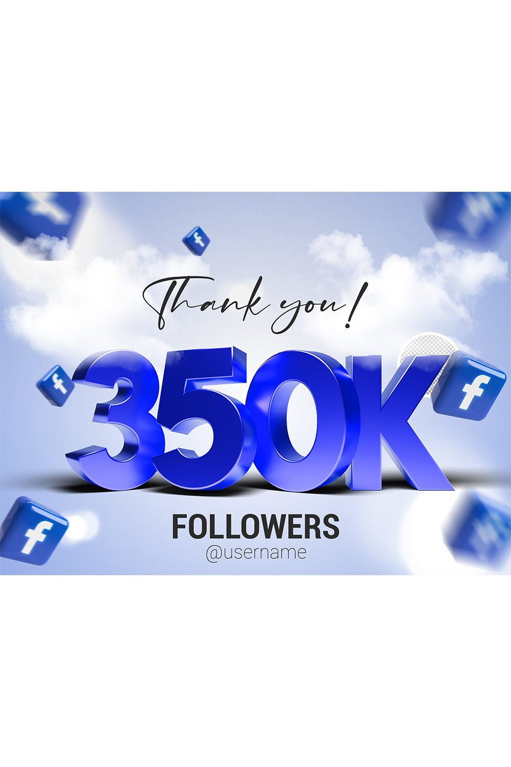 350K Followers In Facebook PSD pinterest preview image.