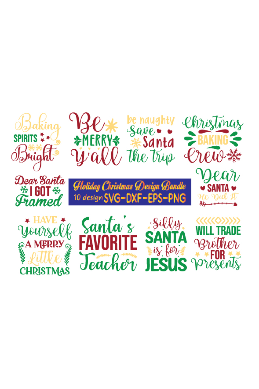 HOLIDAY CHRISTMAS SVG BUNDLE pinterest preview image.