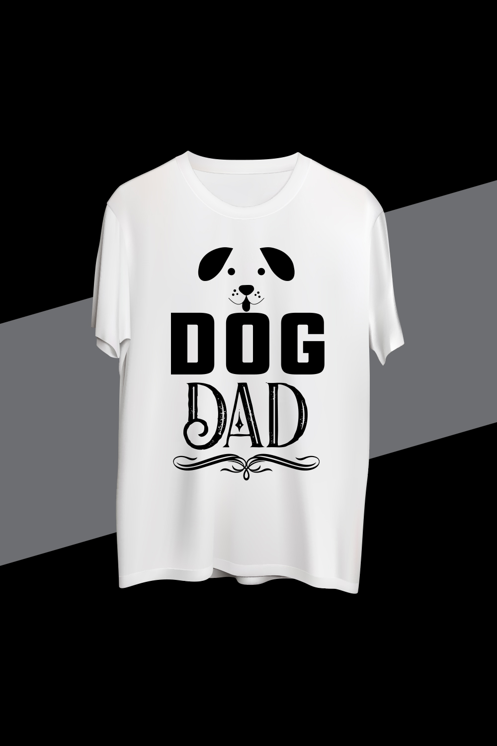 White t - shirt with the words dog dad printed on it.