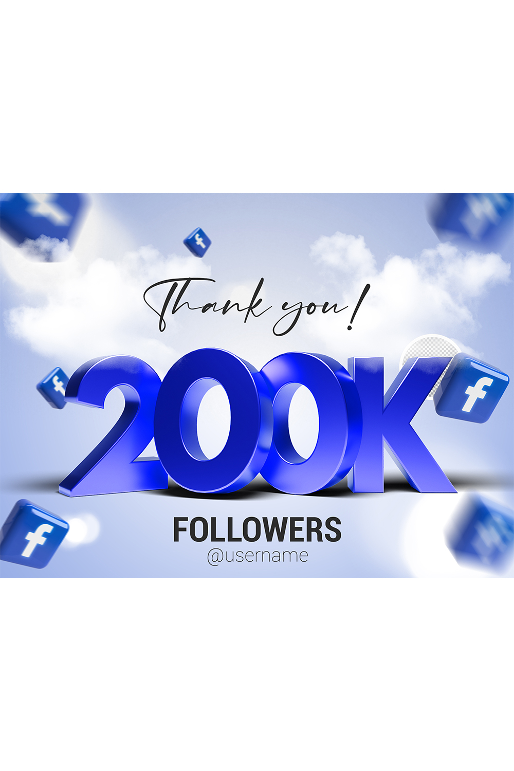 200K Followers In Facebook PSD pinterest preview image.