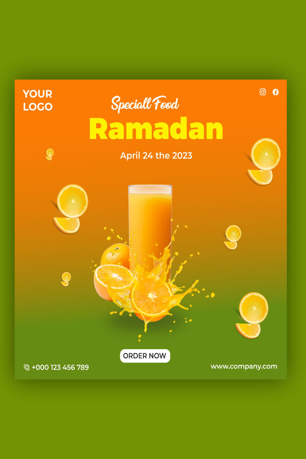 Ramadan Social Food Post Design Template pinterest preview image.