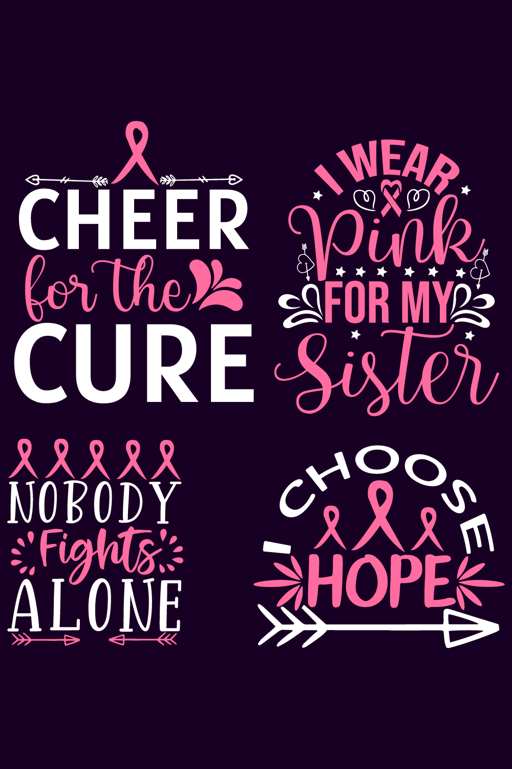 10 breast cancer svg bundle pinterest preview image.