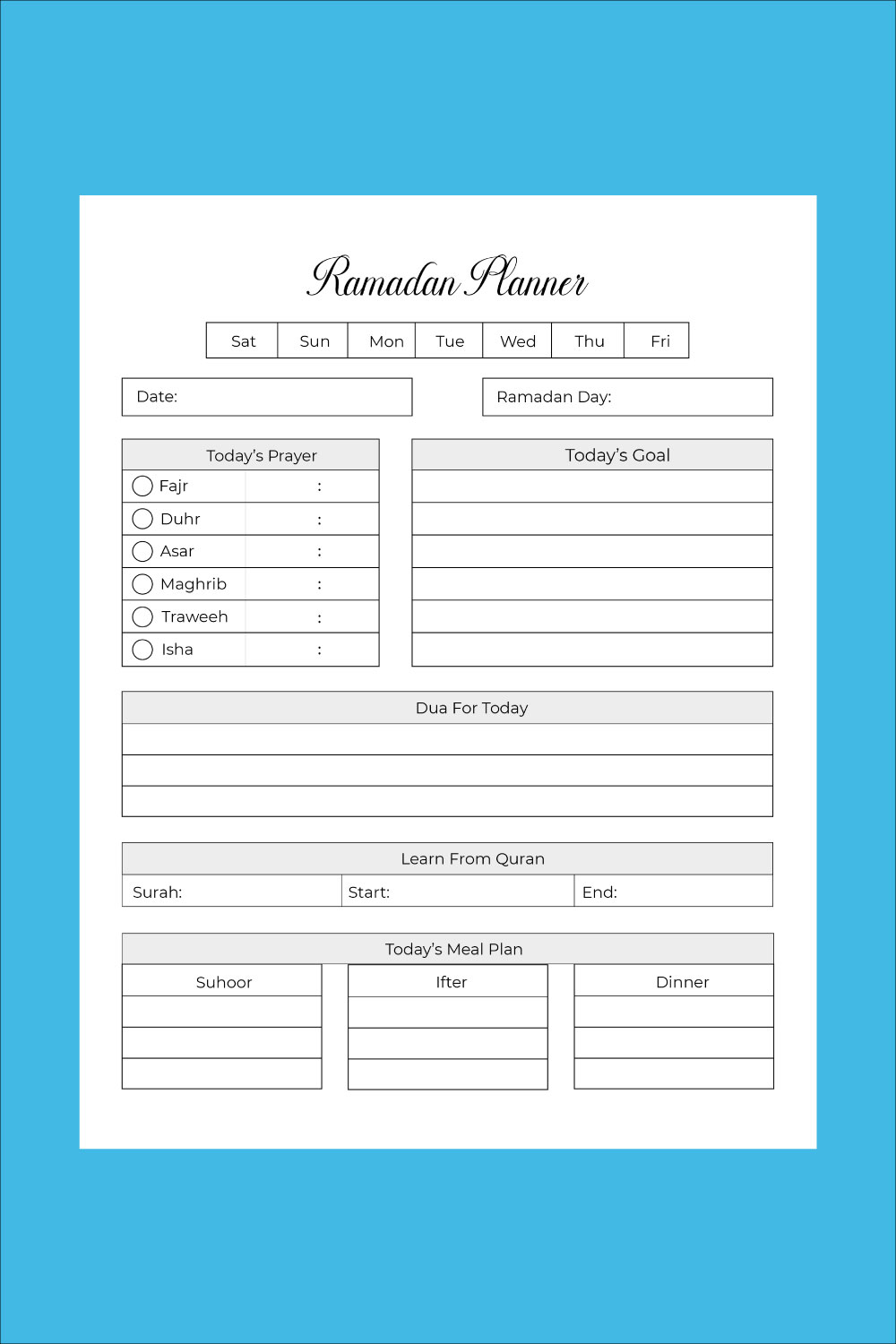 Ramadan Planner - KDP Interior pinterest preview image.