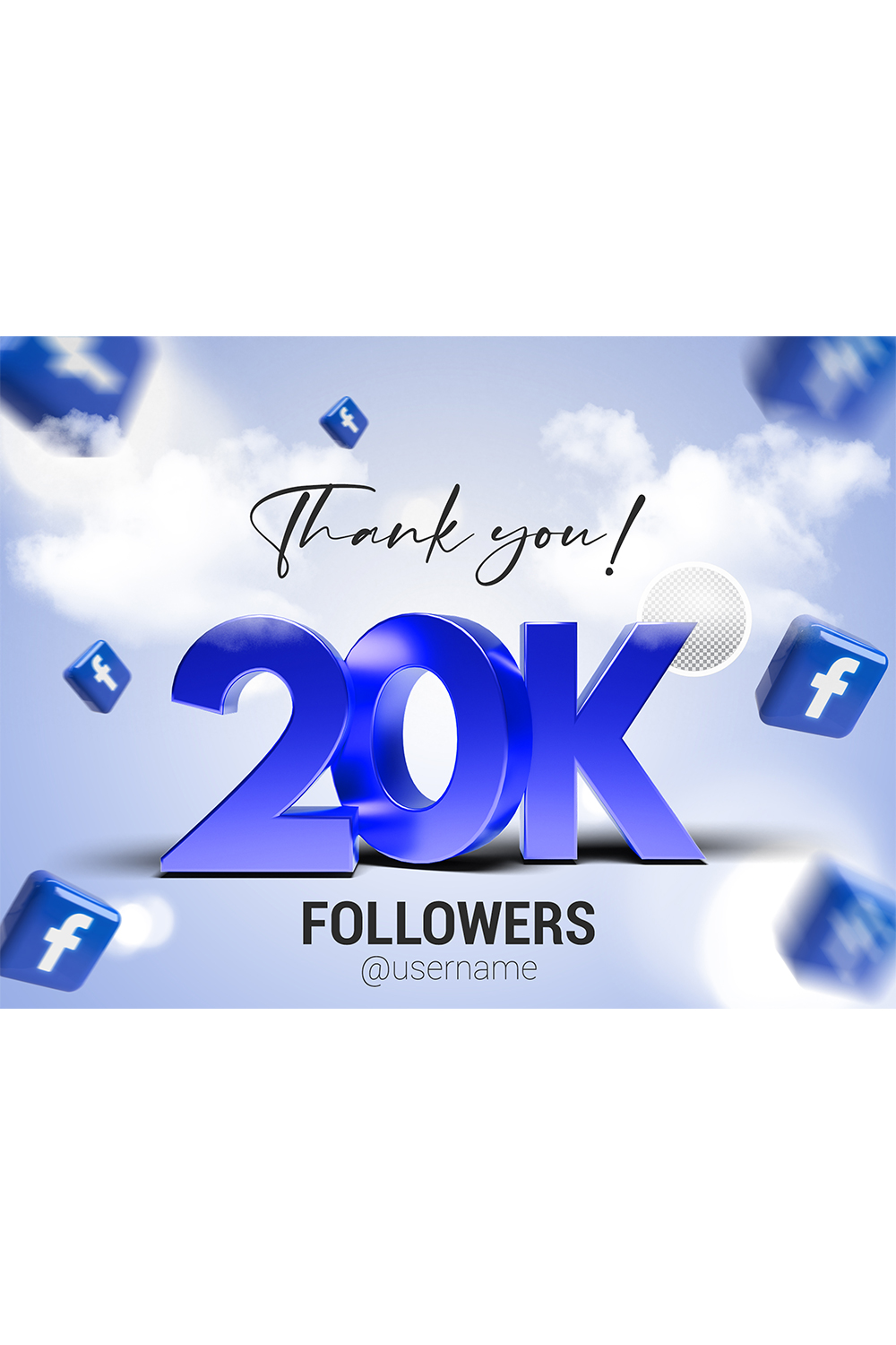 20K Followers In Facebook PSD pinterest preview image.