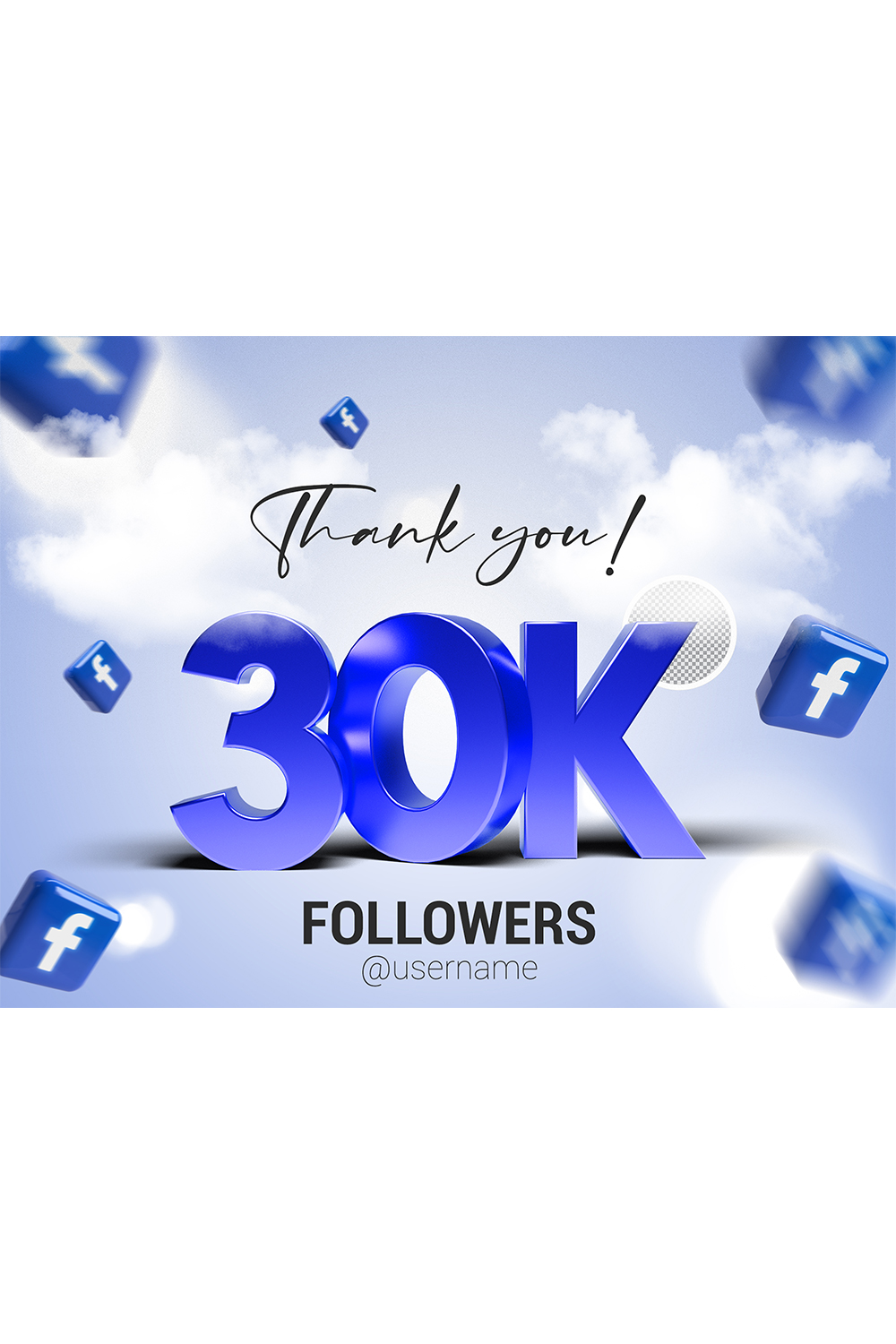 30K Followers In Facebook PSD pinterest preview image.