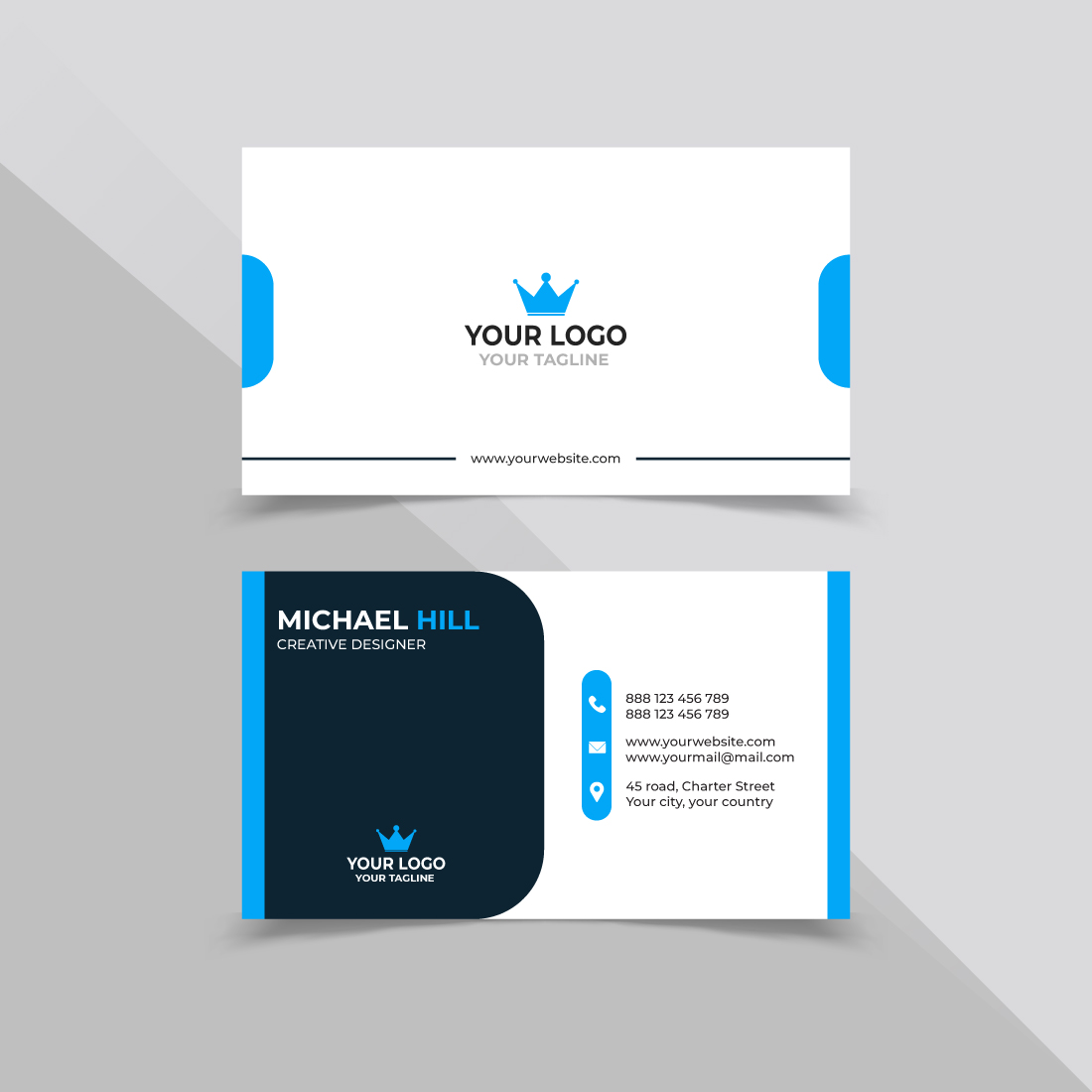 Creative And Modern Business Card Design Template preview image.