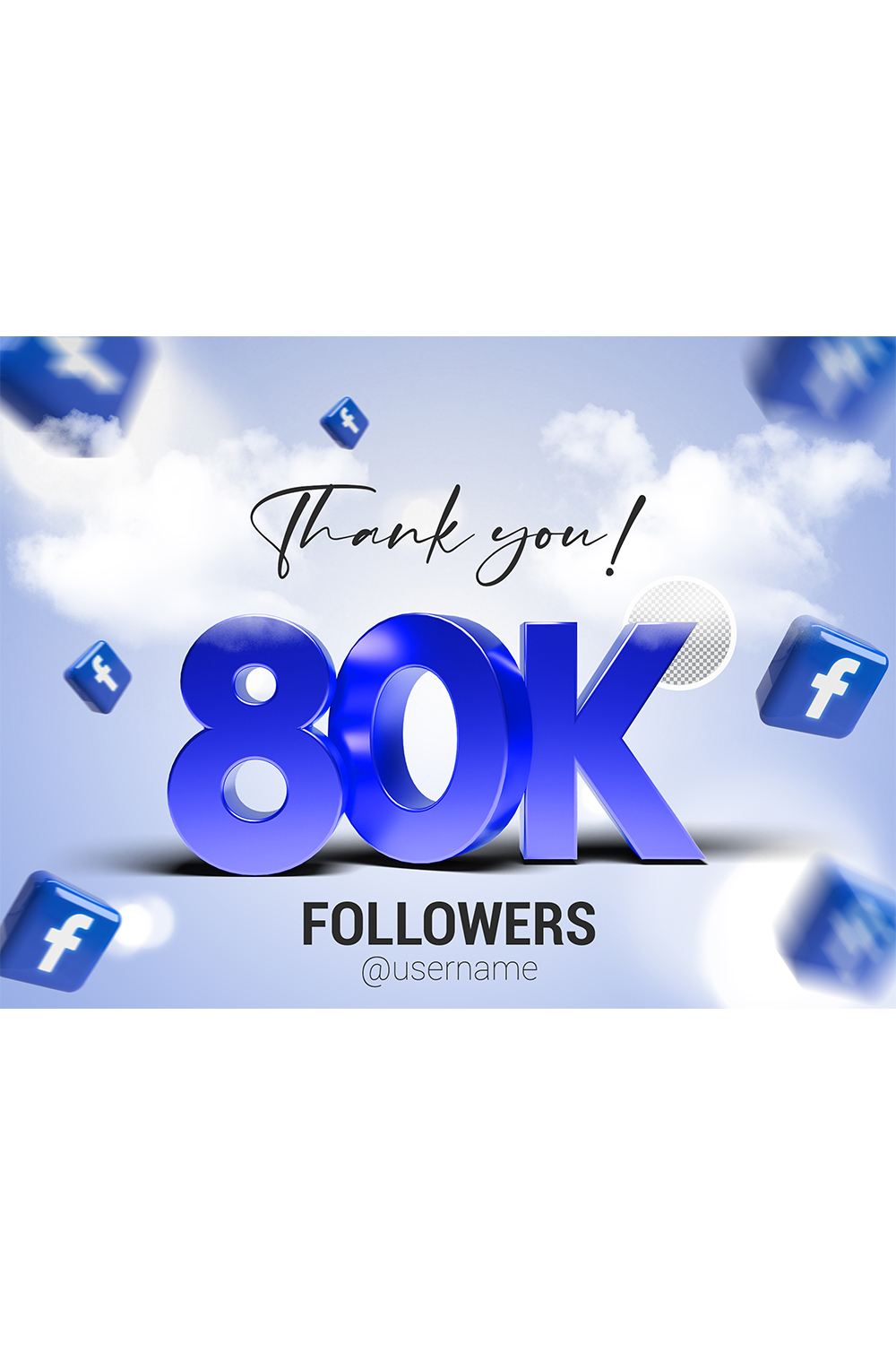 80K Followers In Facebook PSD pinterest preview image.