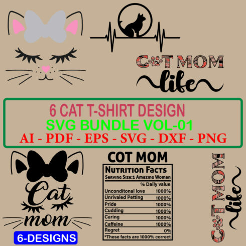 6 Cat T-shirt SVG Bundle Vol 02 cover image.