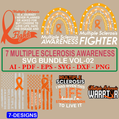 7 Multiple Sclerosis Awareness SVG Bundle Vol 02 cover image.
