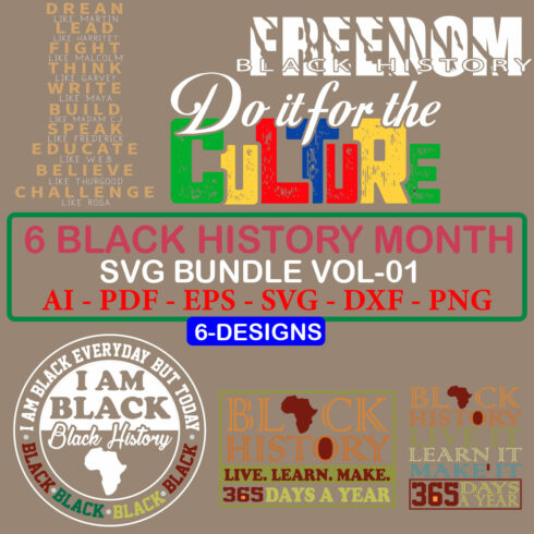 6 Black History Month SVG Bundle Vol 02 cover image.