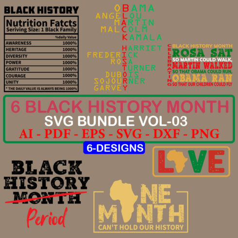 6 Black History Month SVG Bundle Vol 03 cover image.
