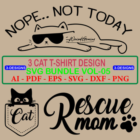 3 Cat T-shirt SVG Bundle Vol 05 cover image.