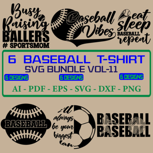 6 Baseball T-shirt SVG Bundle Vol 11 cover image.