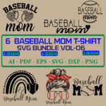 6 Baseball Day T-shirt SVG Bundle Vol-02