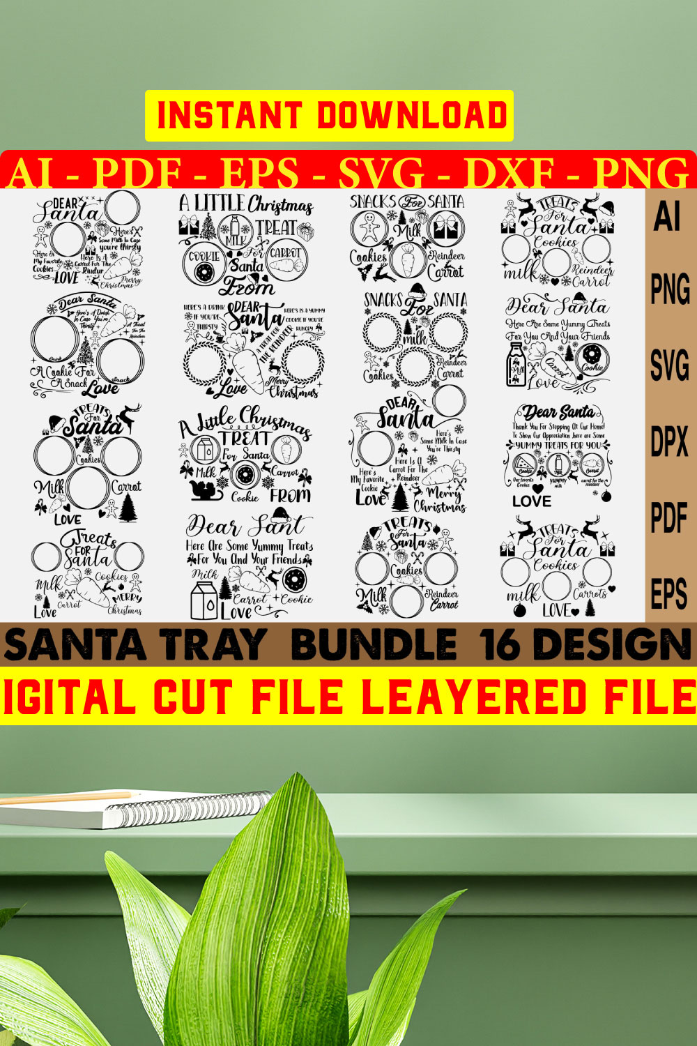Christmas Santa Tray SVG Design Bundle pinterest preview image.