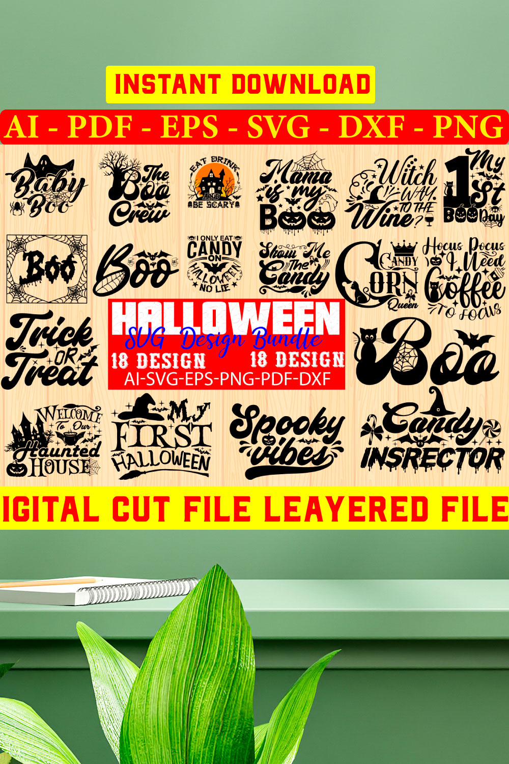 Halloween SVG Design Bundle pinterest preview image.