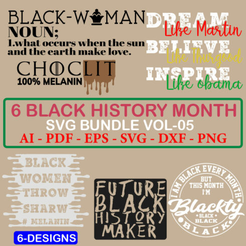 6 Black History Month SVG Bundle Vol 05 cover image.