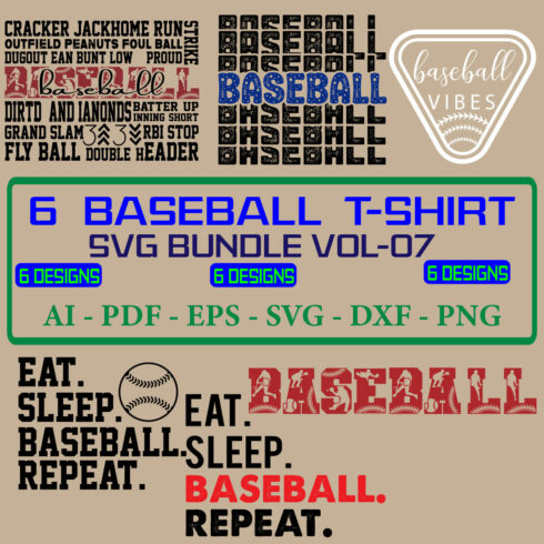 6 Baseball T-shirt SVG Bundle Vol 07 cover image.