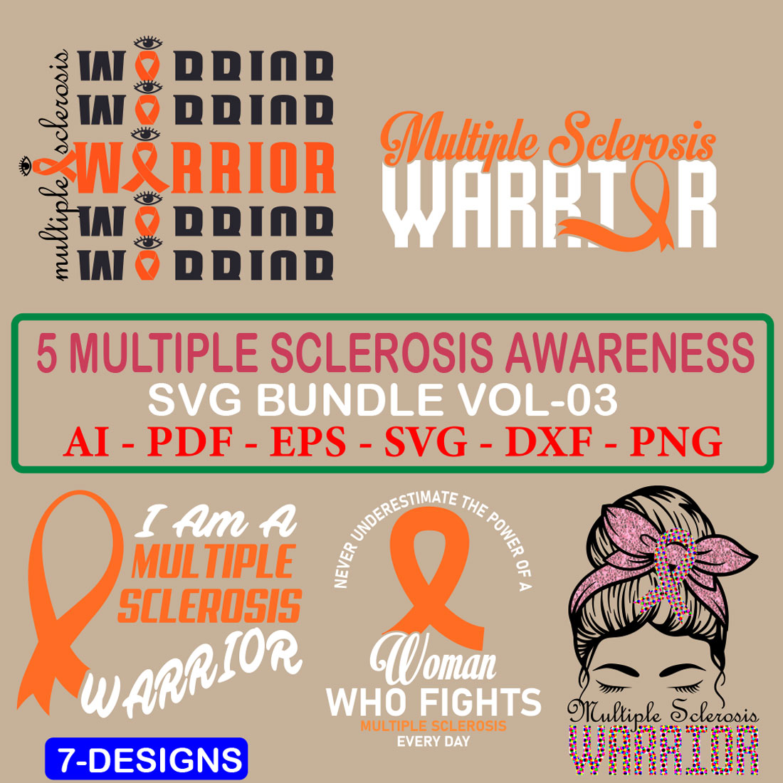 5 Multiple Sclerosis Awareness SVG Bundle Vol 03 cover image.