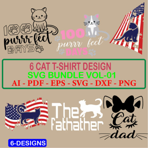6 Cat T-shirt SVG Bundle Vol 01 cover image.