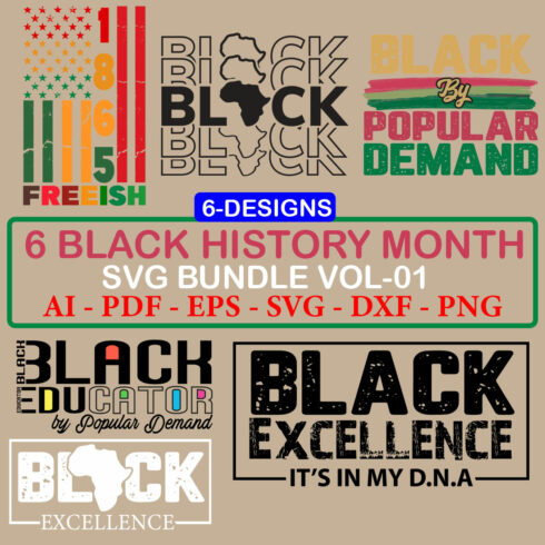 6 Black History Month SVG Bundle Vol 01 cover image.