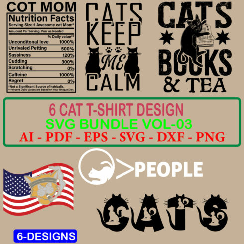 6 Cat T-shirt SVG Bundle Vol 03 cover image.